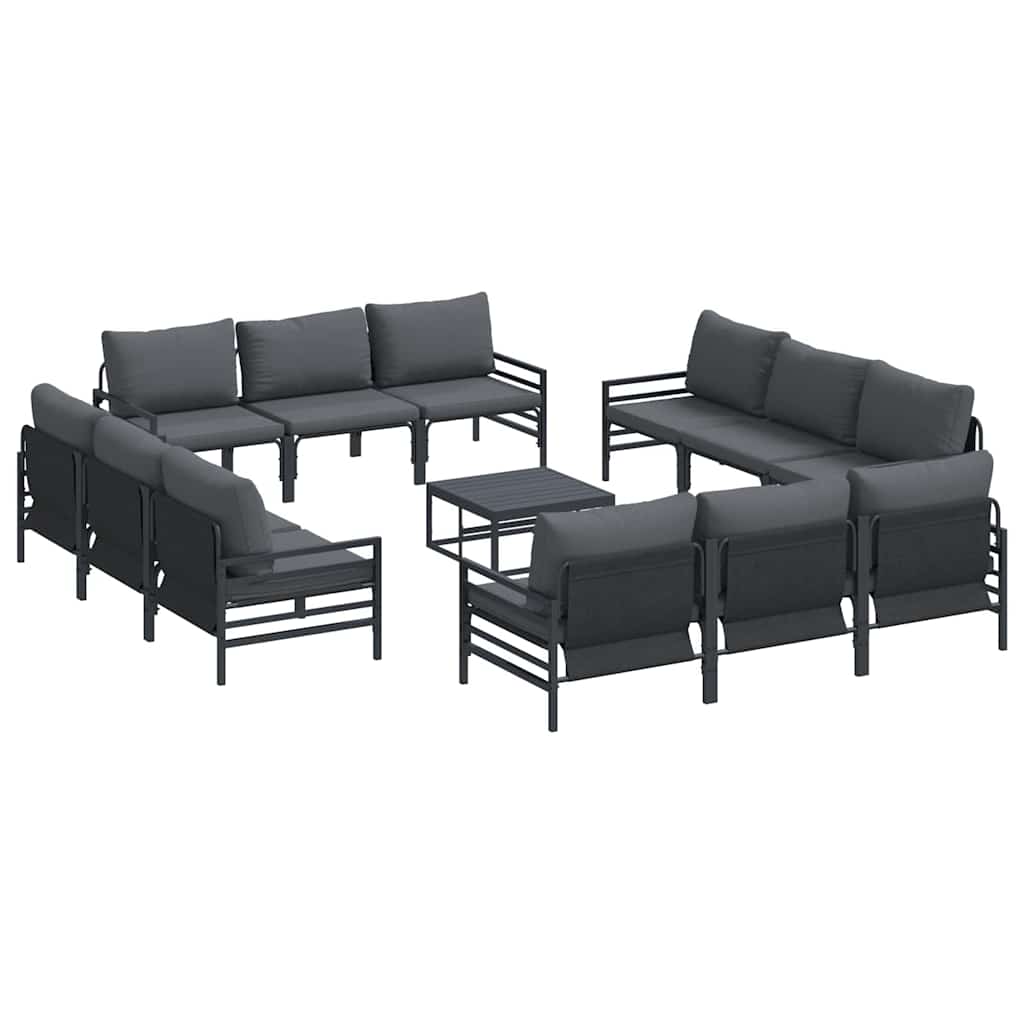 vidaXL Gartensofa-set mit Kissen 13 pcs Schwarz Stahl