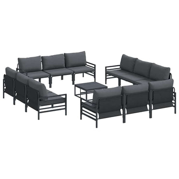 vidaXL Gartensofa-set mit Kissen 13 pcs Schwarz Stahl
