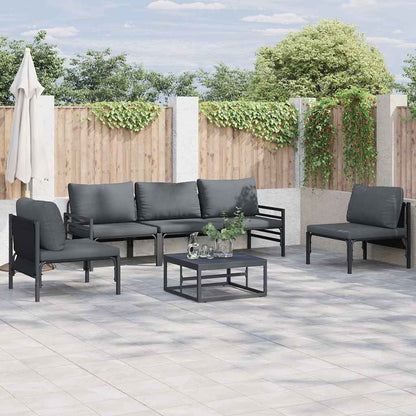 Gartensofa-set mit Kissen 5 pcs Schwarz Stahl