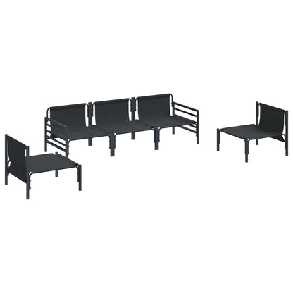 Gartensofa-set mit Kissen 5 pcs Schwarz Stahl