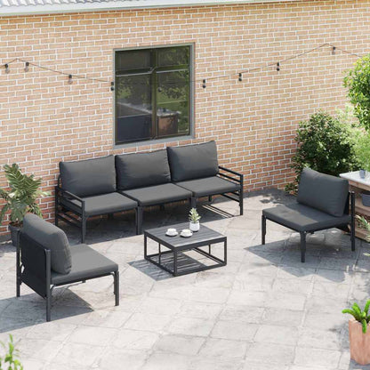 Gartensofa-set mit Kissen 6 pcs Schwarz Stahl