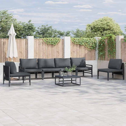 vidaXL Salon de jardin avec coussins 6 pcs Acier Noir