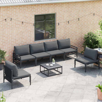 vidaXL Salon de jardin avec coussins 6 pcs Acier Noir