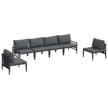 vidaXL Salon de jardin avec coussins 6 pcs Acier Noir