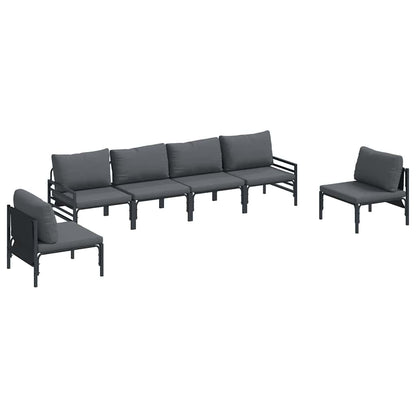 vidaXL Salon de jardin avec coussins 6 pcs Acier Noir