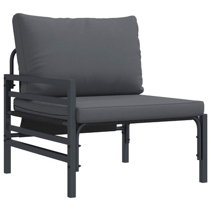 vidaXL Salon de jardin avec coussins 6 pcs Acier Noir