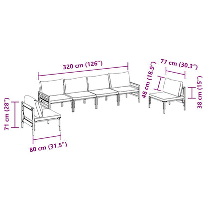vidaXL Salon de jardin avec coussins 6 pcs Acier Noir