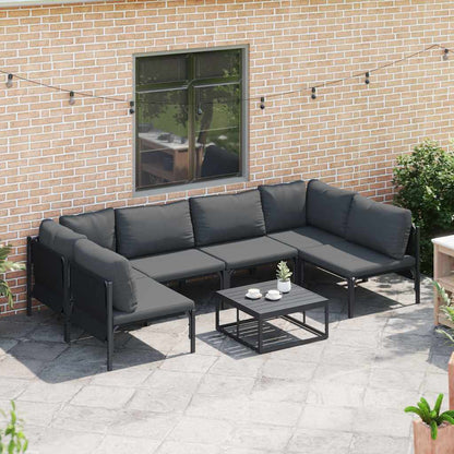 vidaXL Salon de jardin avec coussins 6 pcs Acier Noir