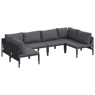vidaXL Salon de jardin avec coussins 6 pcs Acier Noir