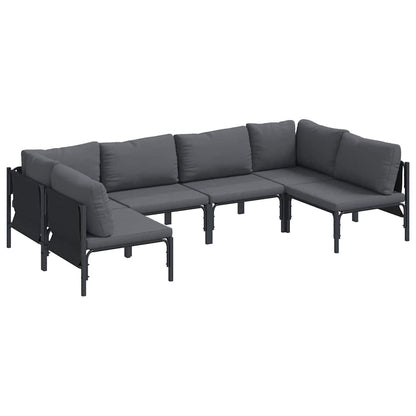 vidaXL Salon de jardin avec coussins 6 pcs Acier Noir