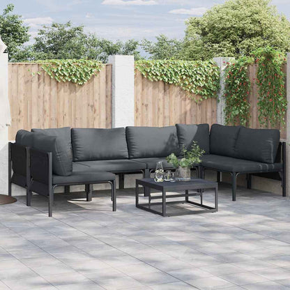 vidaXL Ensemble de canapés de jardin avec coussins 7 pcs Noir Acier