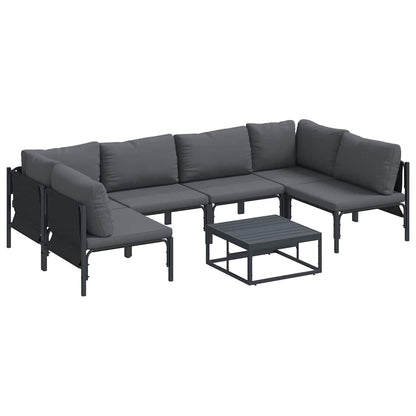 vidaXL Ensemble de canapés de jardin avec coussins 7 pcs Noir Acier
