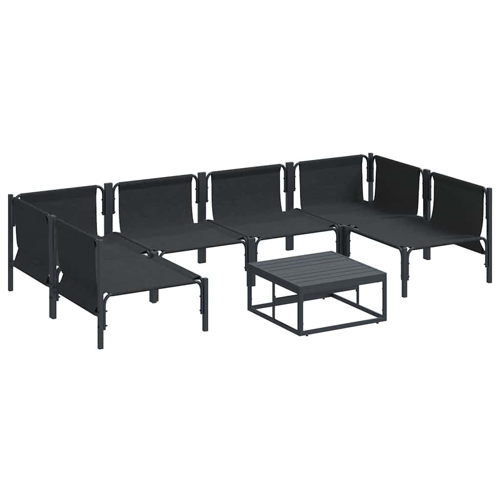 vidaXL Ensemble de canapés de jardin avec coussins 7 pcs Noir Acier