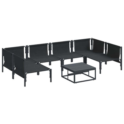 vidaXL Ensemble de canapés de jardin avec coussins 7 pcs Noir Acier
