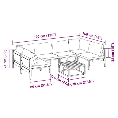 vidaXL Ensemble de canapés de jardin avec coussins 7 pcs Noir Acier