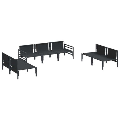Gartensofa-set mit Kissen 7 pcs Schwarz Stahl