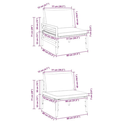Gartensofa-set mit Kissen 7 pcs Schwarz Stahl