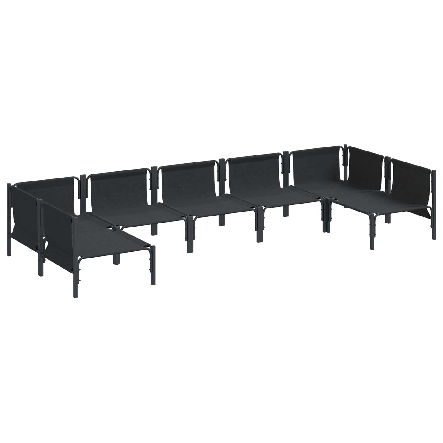 Gartensofa-set mit Kissen 7 pcs Schwarz Stahl