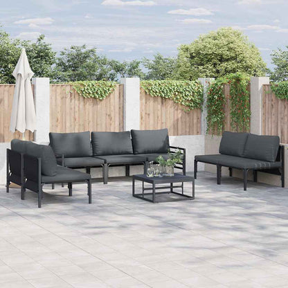 vidaXL Ensemble de canapés de jardin avec coussins 8 pcs Noir Acier