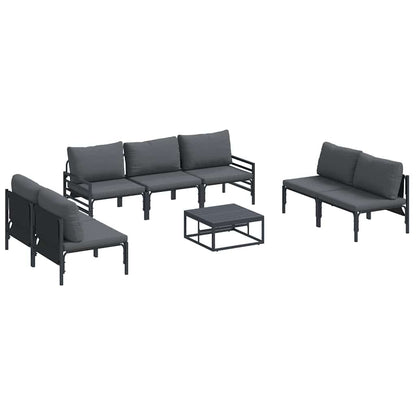 vidaXL Ensemble de canapés de jardin avec coussins 8 pcs Noir Acier