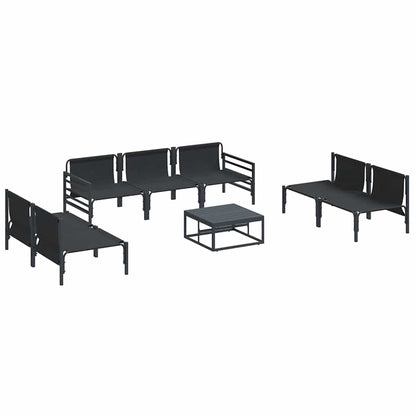 vidaXL Ensemble de canapés de jardin avec coussins 8 pcs Noir Acier