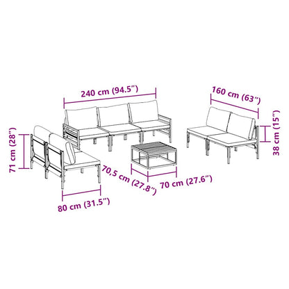 vidaXL Ensemble de canapés de jardin avec coussins 8 pcs Noir Acier