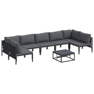 vidaXL Salon de jardin avec coussins 8 pcs Acier Noir