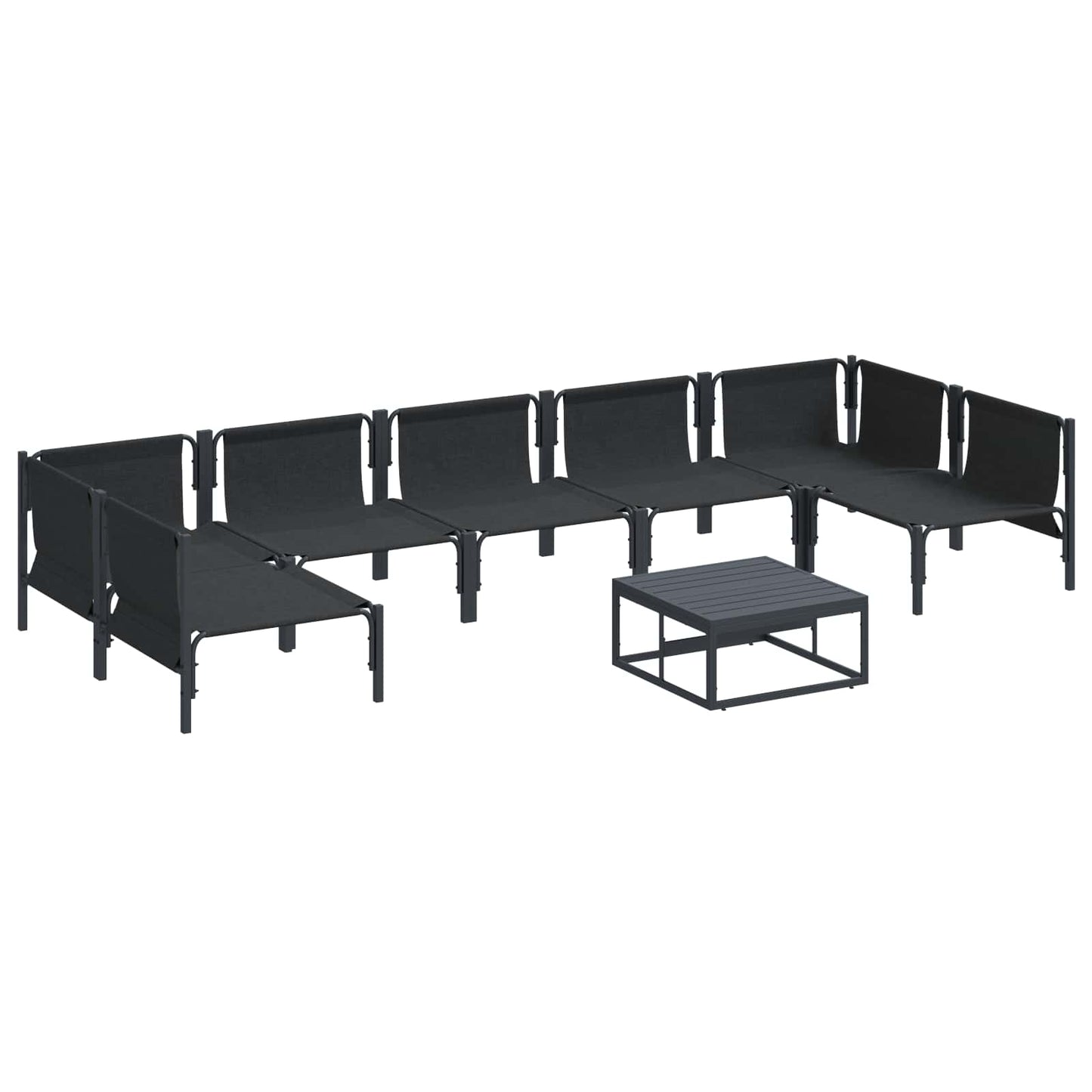 vidaXL Gartensofa-set mit Kissen 8 pcs Schwarz Stahl