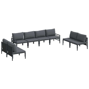 vidaXL Salon de jardin avec coussins 8 pcs Acier Noir