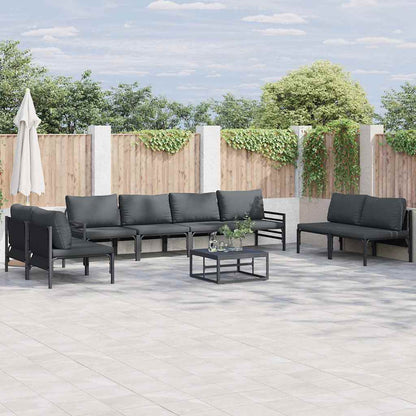 Gartensofa-set mit Kissen 9 pcs Schwarz Stahl