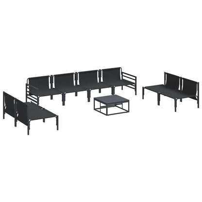 Gartensofa-set mit Kissen 9 pcs Schwarz Stahl