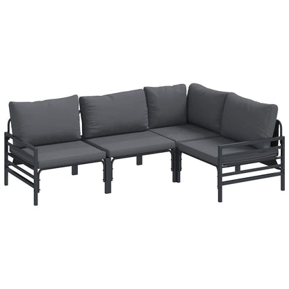 Garten-Sofa-Set mit Kissen 4 pcs Anthrazit Stahl