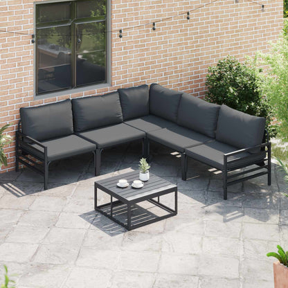 Gartensofa-set mit Kissen 5 pcs Schwarz Stahl
