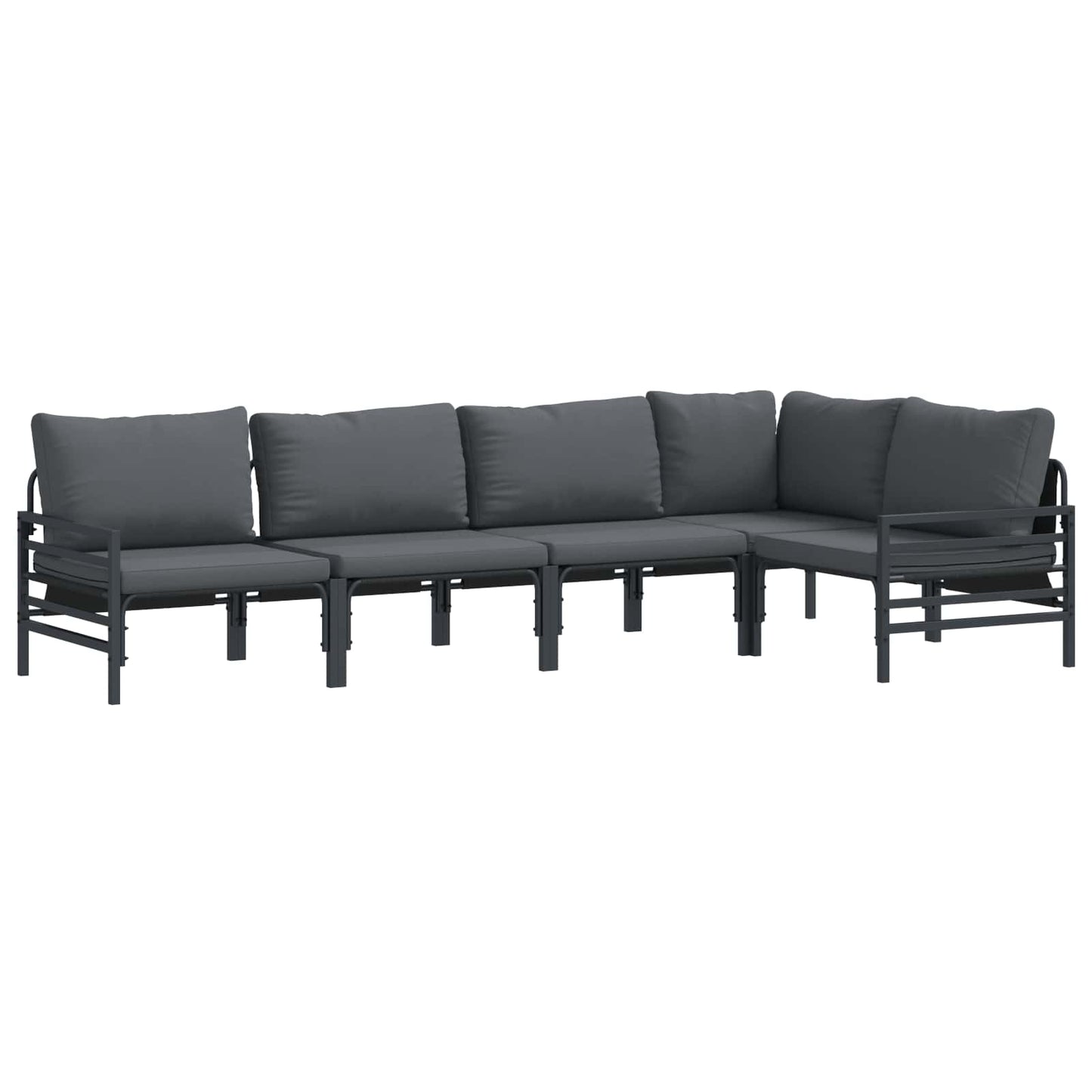 Gartensofa-set mit Kissen 5 pcs Schwarz Stahl