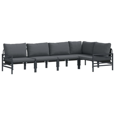 vidaXL Salon de jardin avec coussins 5 pcs Noir Acier