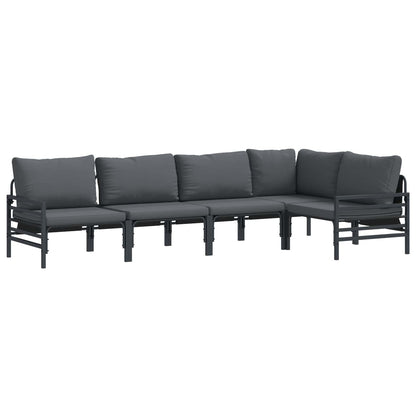 Gartensofa-set mit Kissen 5 pcs Schwarz Stahl