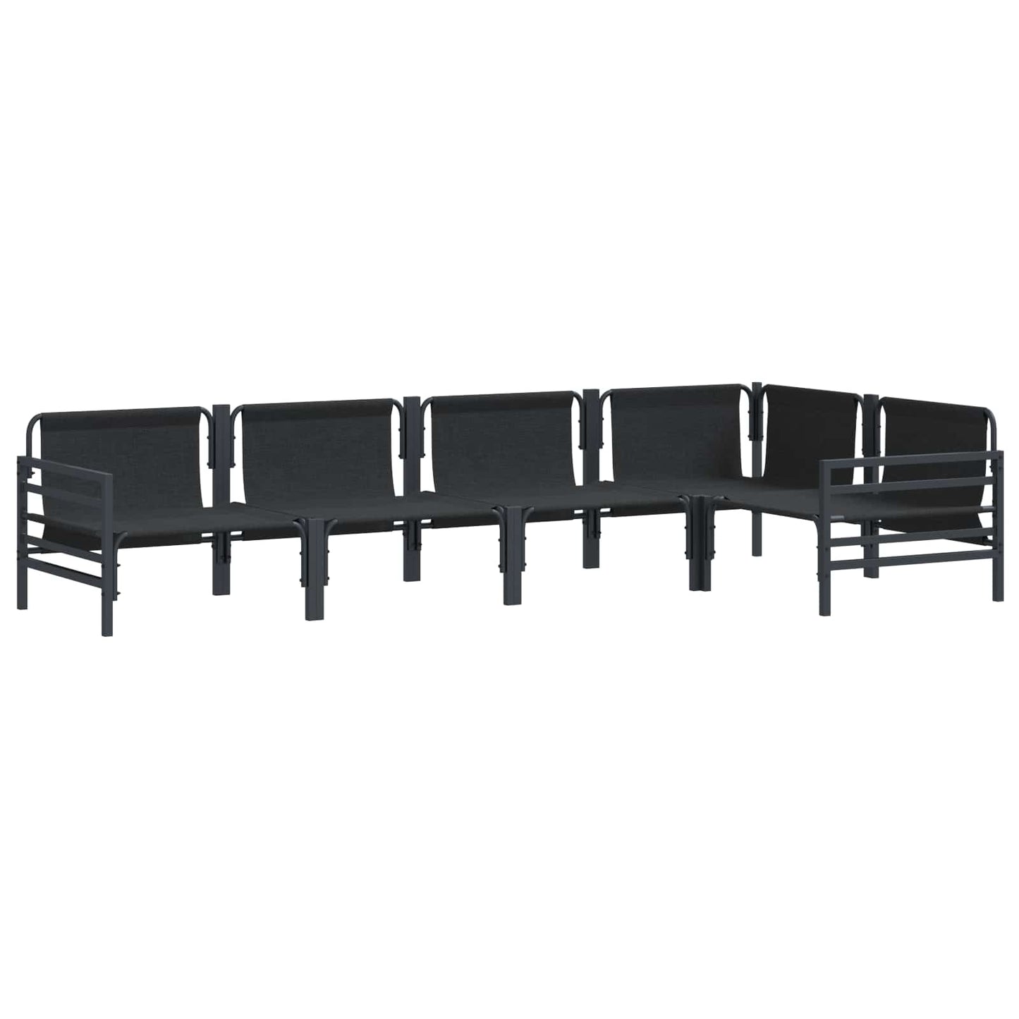 Gartensofa-set mit Kissen 5 pcs Schwarz Stahl