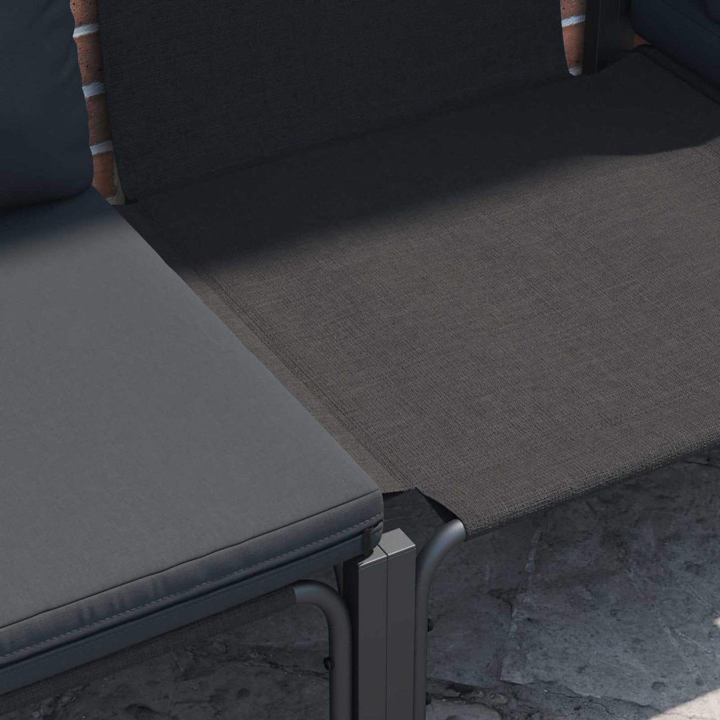 Gartensofa-set mit Kissen 6 pcs Schwarz Stahl