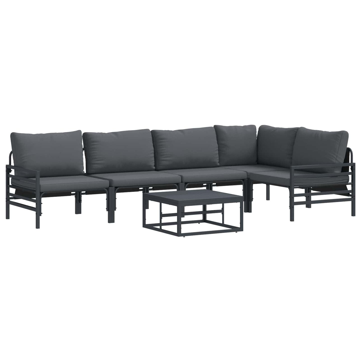 Gartensofa-set mit Kissen 6 pcs Schwarz Stahl