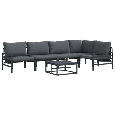 vidaXL Ensemble de canapés de jardin avec coussins 6 pcs Acier Noir