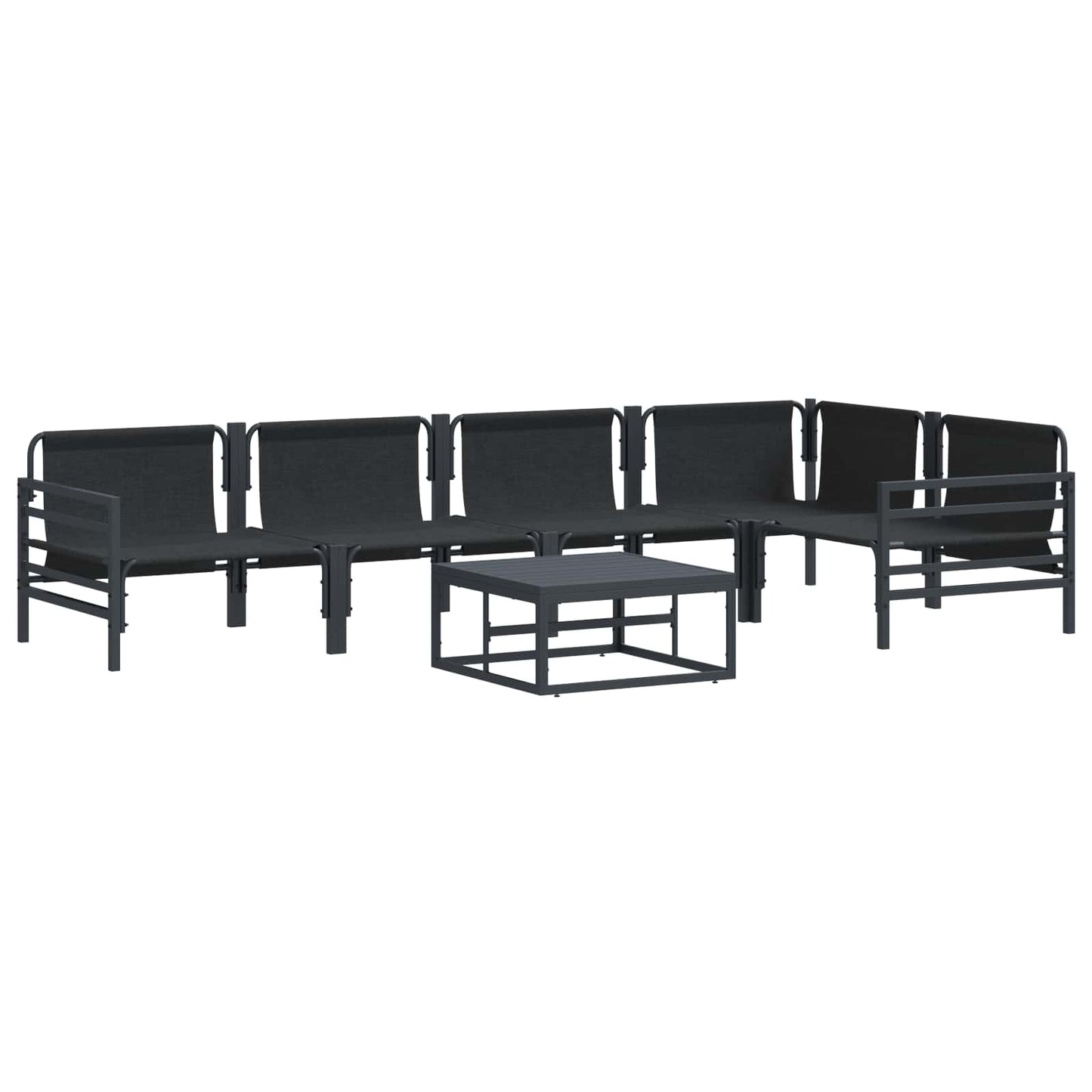 Gartensofa-set mit Kissen 6 pcs Schwarz Stahl