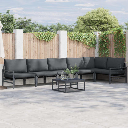 Gartensofa-set mit Kissen 6 pcs Schwarz Stahl
