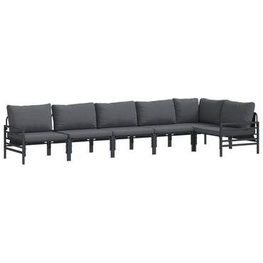 vidaXL Salon de jardin avec coussins 6 pcs Acier Noir