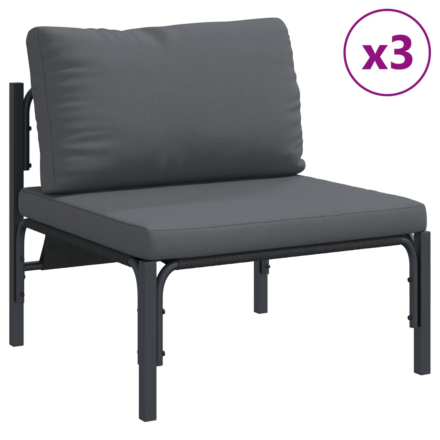 Gartensofa-set mit Kissen 6 pcs Schwarz Stahl