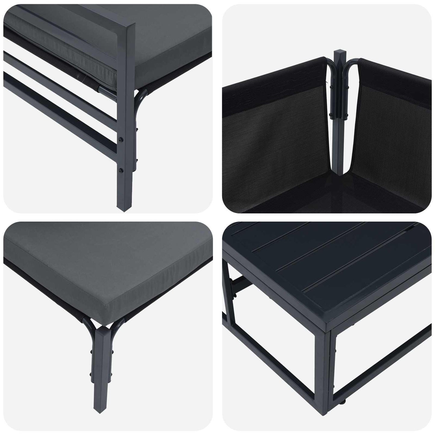 vidaXL Gartensofa-set mit Kissen 7 pcs Schwarz Stahl