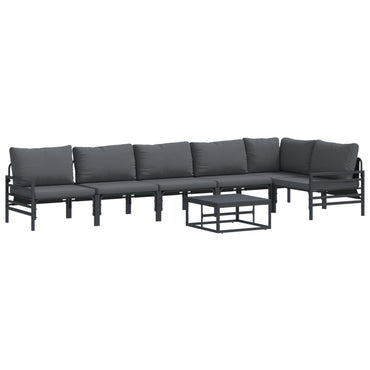 vidaXL Ensemble de canapés de jardin avec coussins 7 pcs Noir Acier