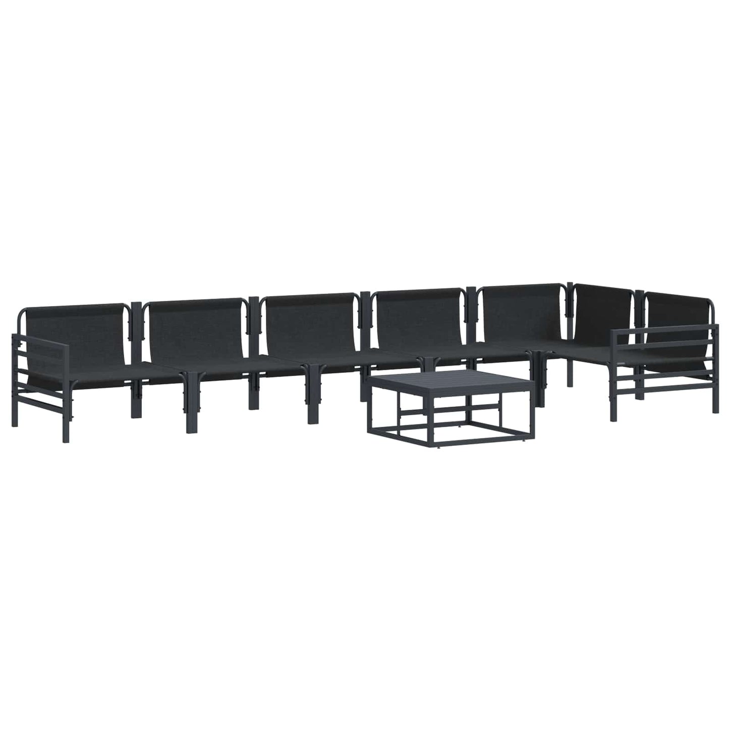vidaXL Gartensofa-set mit Kissen 7 pcs Schwarz Stahl