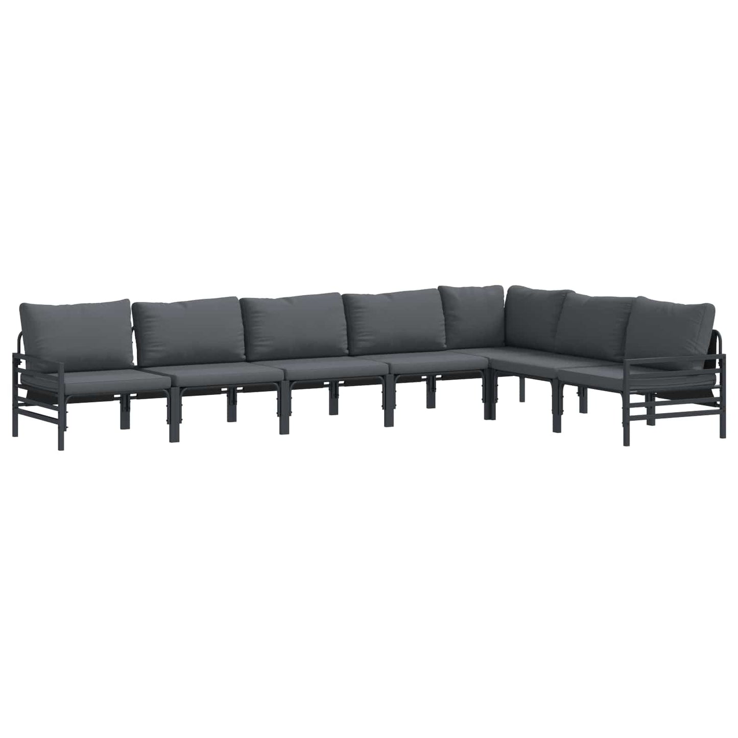 vidaXL Ensemble de canapés de jardin avec coussins 7 pcs Noir Acier