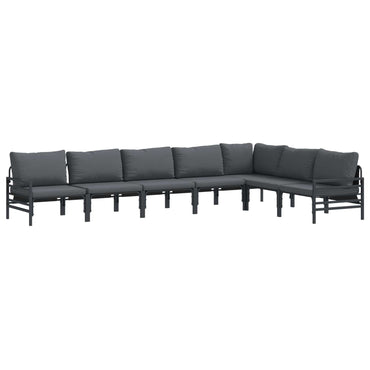vidaXL Ensemble de canapés de jardin avec coussins 7 pcs Noir Acier