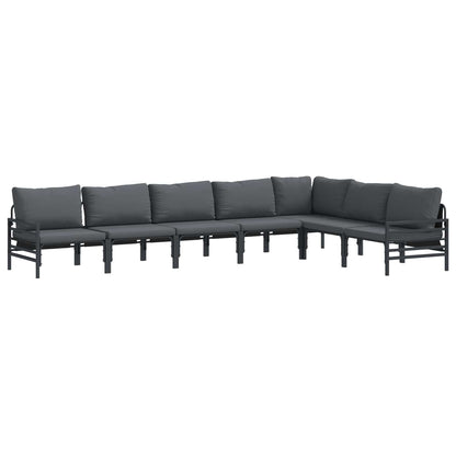 vidaXL Ensemble de canapés de jardin avec coussins 7 pcs Noir Acier